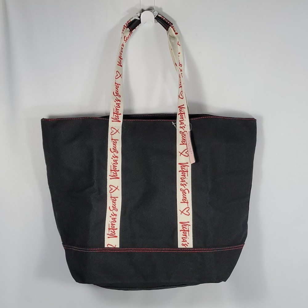 NWT Victoria's Secret Black Canvas Tote